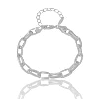 Pulseira Elos Lisos 6mm Ródio Branco