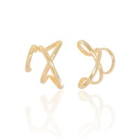 Piercing em X Liso Banhado a Ouro 18K