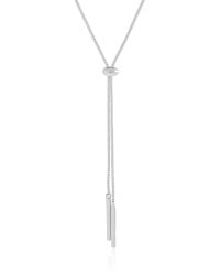 Gargantilha Longa Veneziana Palito Fecho Gravata Ródio Branco