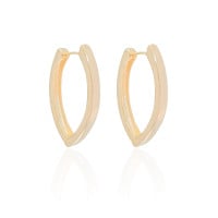 Brinco Argola Elíptico Liso Tamanho M Banhado a Ouro 18K