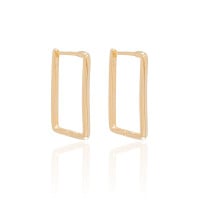 Brinco Argola Retangular Lisa 3.1 cm Banhado a Ouro 18K