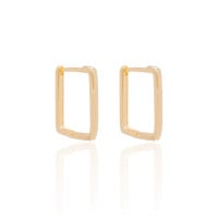 Brinco Argola Retangular Lisa 2.3 cm Banhado a Ouro 18K