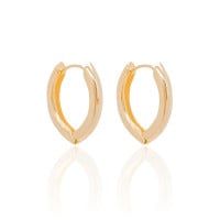 Brinco Argola Tubo Oval Lisa 2.4 cm Banhado a Ouro 18K