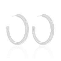 Brinco Argola Tubo Liso 3.6 cm  Ródio Branco