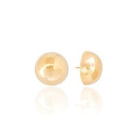 Brinco Meia Bola Lisa Tamanho M Banhado a Ouro 18K