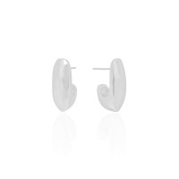 Brinco Meia Argola Lisa Ródio Branco