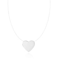 Gargantilha Nylon Pingente Coração Ródio Branco