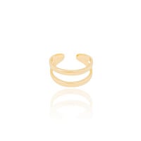 Anel Ajustável Dois Filetes Liso Tamanho G Banhado a Ouro 18K