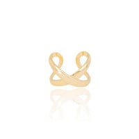 Anel Ajustável X Liso Tamanho P Banhado a Ouro 18K
