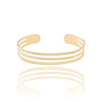Bracelete Vazado Três Filetes Lisos 1 cm Banhado a Ouro 18K
