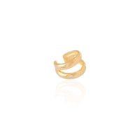 Piercing Dois Filetes Cravejado e Liso Banhado a Ouro 18K