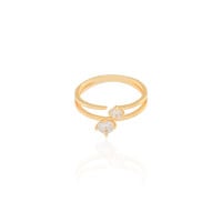 Anel Duplo com Ponto de Luz Cristal Tamanho 21 Banhado a Ouro 18K