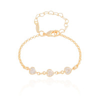 Pulseira Infantil Corações Cristal Banhado a Ouro 18K