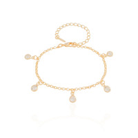 Pulseira Infantil Elos Pontos de Luz Cristal Banhado a Ouro 18K