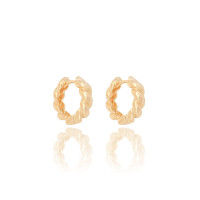 Brinco Argola Oval Fios Torcidos 1.6 cm Banhado a Ouro 18K