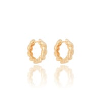 Brinco Argola Oval Fios Torcidos 1.6 cm Banhado a Ouro 18K