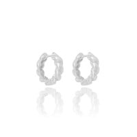 Brinco Argola Oval Fios Torcidos 1.6 cm Ródio Branco