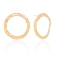 Brinco Argola Frontal Ondulada 3.6 cm Banhado a Ouro 18K