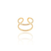 Anel Ajustável Dois Filetes Lisos Tamanho P Banhado a Ouro 18K