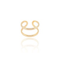 Anel Ajustável Dois Filetes Lisos Tamanho G Banhado a Ouro 18K