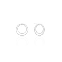 Brinco Argola Frontal Dois Filetes Lisos 1.4 cm Ródio Branco