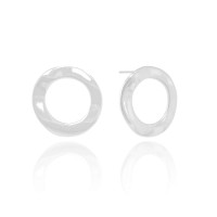Brinco Argola Frontal Ondulado 2.2 cm Ródio Branco