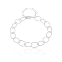 Pulseira Elos Ovais 8mm Ródio Branco