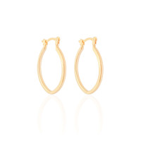 Brinco Argola Elíptico Fecho Italiano 2.8 cm Banhado a Ouro 18K