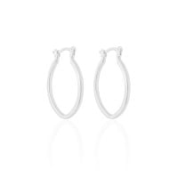 Brinco Argola Elíptico Fecho Italiano 2.8 cm Ródio Branco