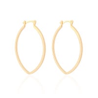 Brinco Argola Fecho Italiano Reta Elíptico Lisa 4.4cm Banhado a Ouro 18K