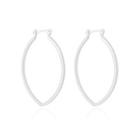 Brinco Argola Fecho Italiano Reta Elíptico Lisa 4.4cm  Ródio Branco