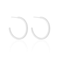 Brinco Argola Reta 2.8 cm Ródio Branco