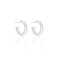 Brinco Argola Abaulada Lisa 1.9 cm Ródio Branco