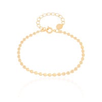 Pulseira Plaquinhas Redondas Achatadas Banhado a Ouro 18K