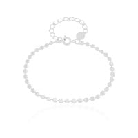 Pulseira Plaquinhas Redondas Achatadas Ródio Branco