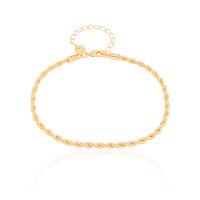 Pulseira Cordão Baiano 3 mm Banhado a Ouro 18K