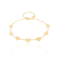 Pulseira Corações Lisos Banhado a Ouro 18K