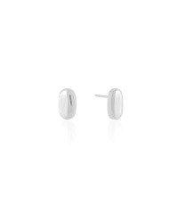 Brinco Oval Liso 1.2 cm Ródio Branco