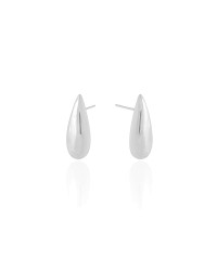Brinco Gota Abaulada Lisa 2.1 cm Ródio Branco