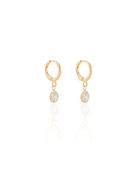 Brinco Argola Click Ponto de Luz Cristal 2.3 cm Banhado a Ouro 18K