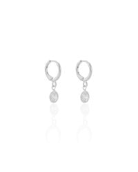 Brinco Argola Click Ponto de Luz Cristal 2.3 cm Ródio Branco