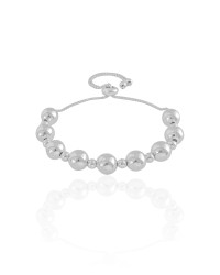 Pulseira Veneziana Bolas Lisas Ródio Branco