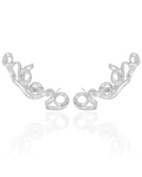 Ear Cuff Entrelaçado Ródio Branco