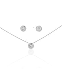 Conjunto Cravação Inglesa Ródio Branco