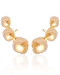 Ear Cuff Quadrados Abaulados Lisos Banhado a Ouro 18K