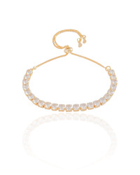 Pulseira Riviera Cristal Fecho Gravata Banhado a Ouro 18K