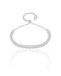 Pulseira Riviera Cristal Fecho Gravata Ródio Branco