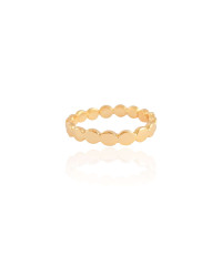 Anel Bolinhas Achatadas Tamanho 18 Banhado a Ouro 18K