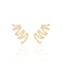 Ear Cuff Duplo 7 Filetes Liso Pressão Banhado a Ouro 18K
