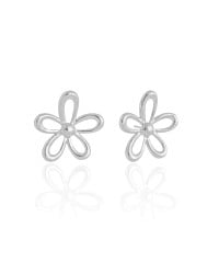 Brinco Flor Vazado Ródio Branco